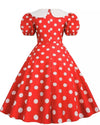 Plus Size Vintage Klänning Med Puffärmar