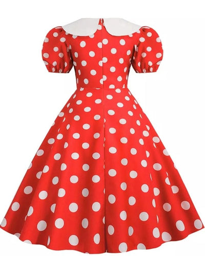 Plus Size Vintage Klänning Med Puffärmar
