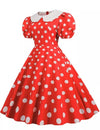 Plus Size Vintage Klänning Med Puffärmar