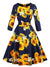 Vintage Plus Size Långärmad Blå Klänning