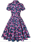 Vintage Plus Size Navy Birds Klänning