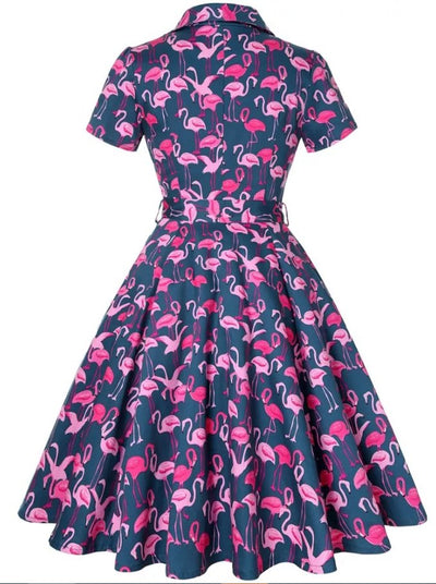 Vintage Plus Size Navy Birds Klänning