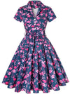 Vintage Plus Size Navy Birds Klänning