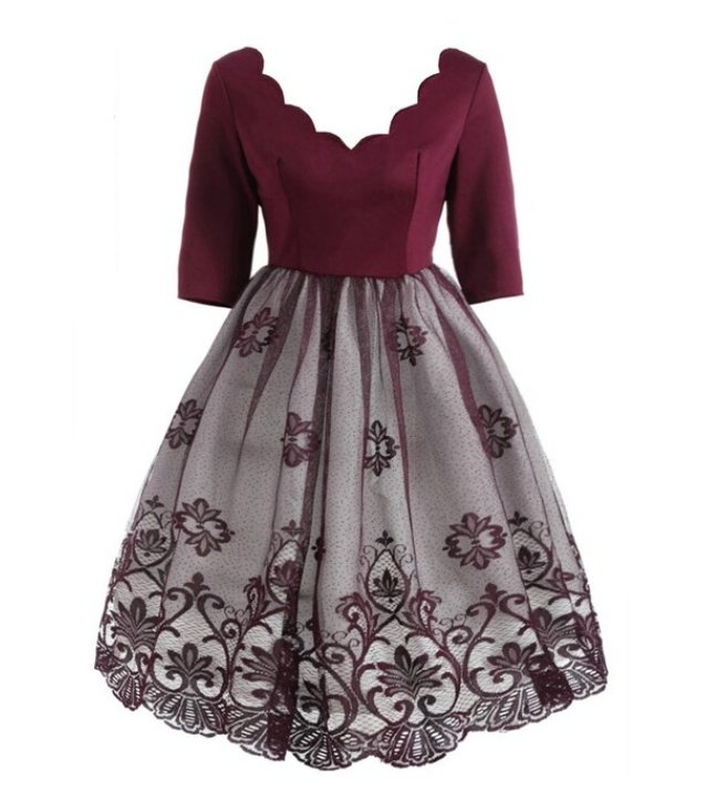 Röda Paljetter Plus Size Vintage Klänning