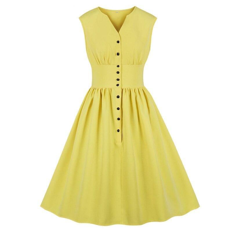 Vintage Plus Size Pastell Gul Klänning