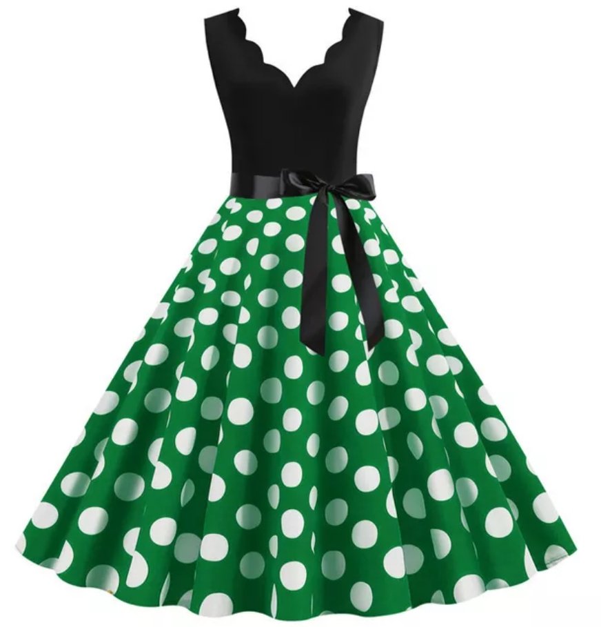 Plus Size Vintage Klänning Färgglada Polka Dots