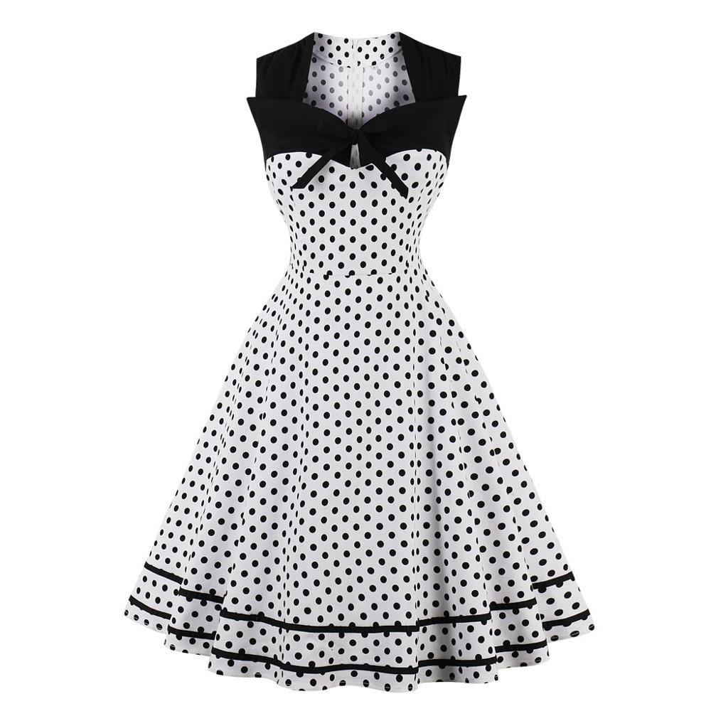Vintage Plus Size Retro Klänning Vit
