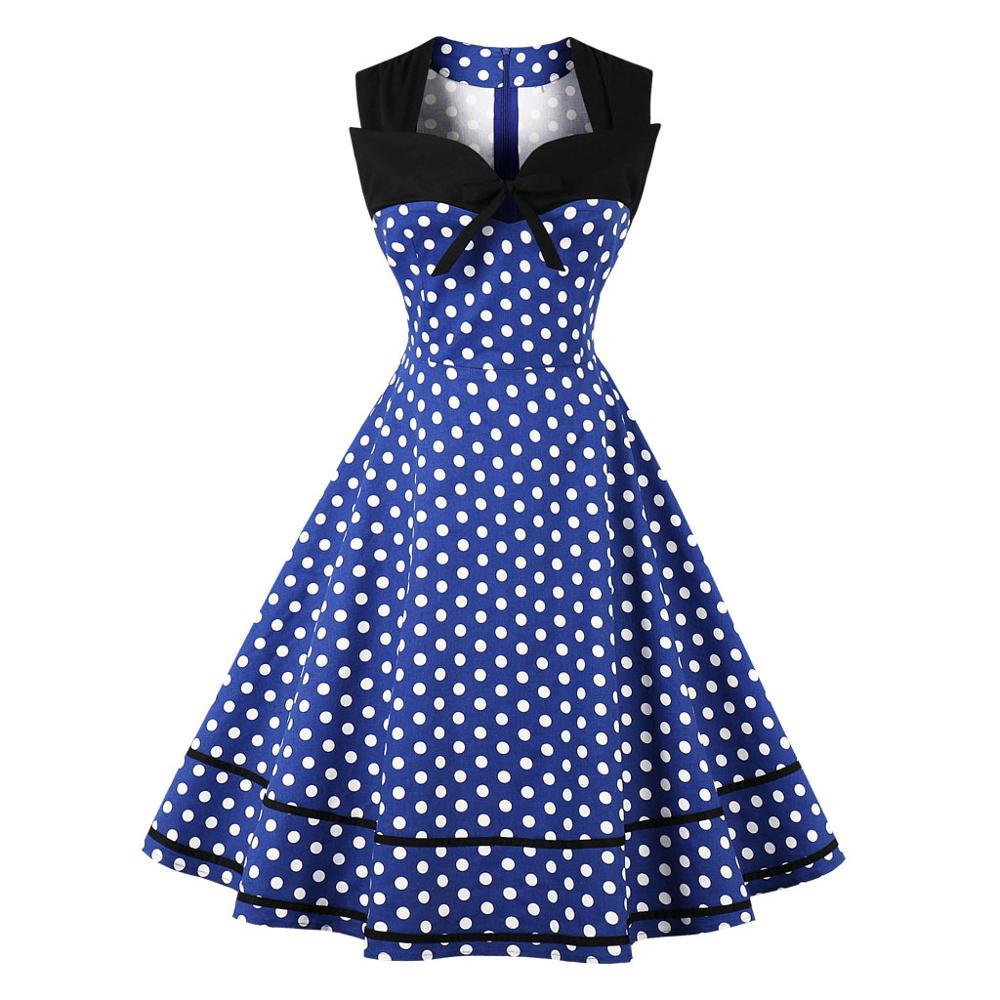 Vintage Plus Size Retro Klänning Blå