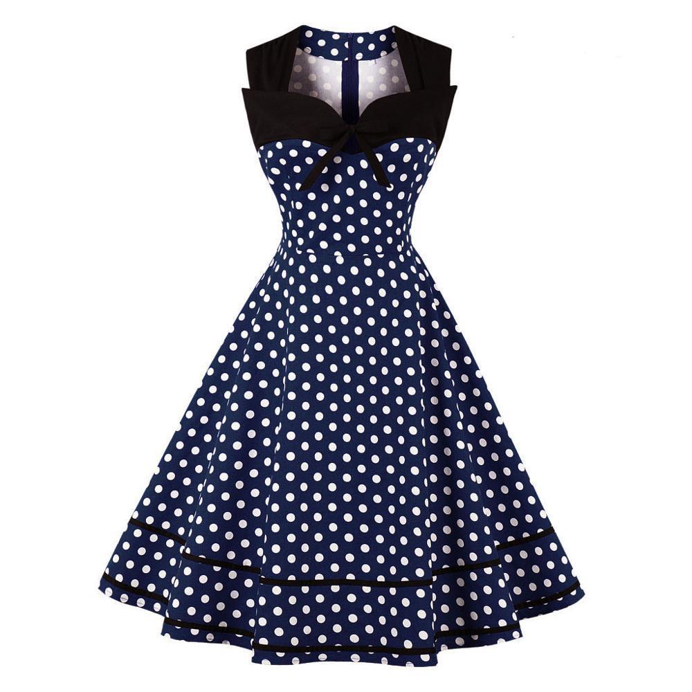 Vintage Klänning Plus Size Retro Marinblå