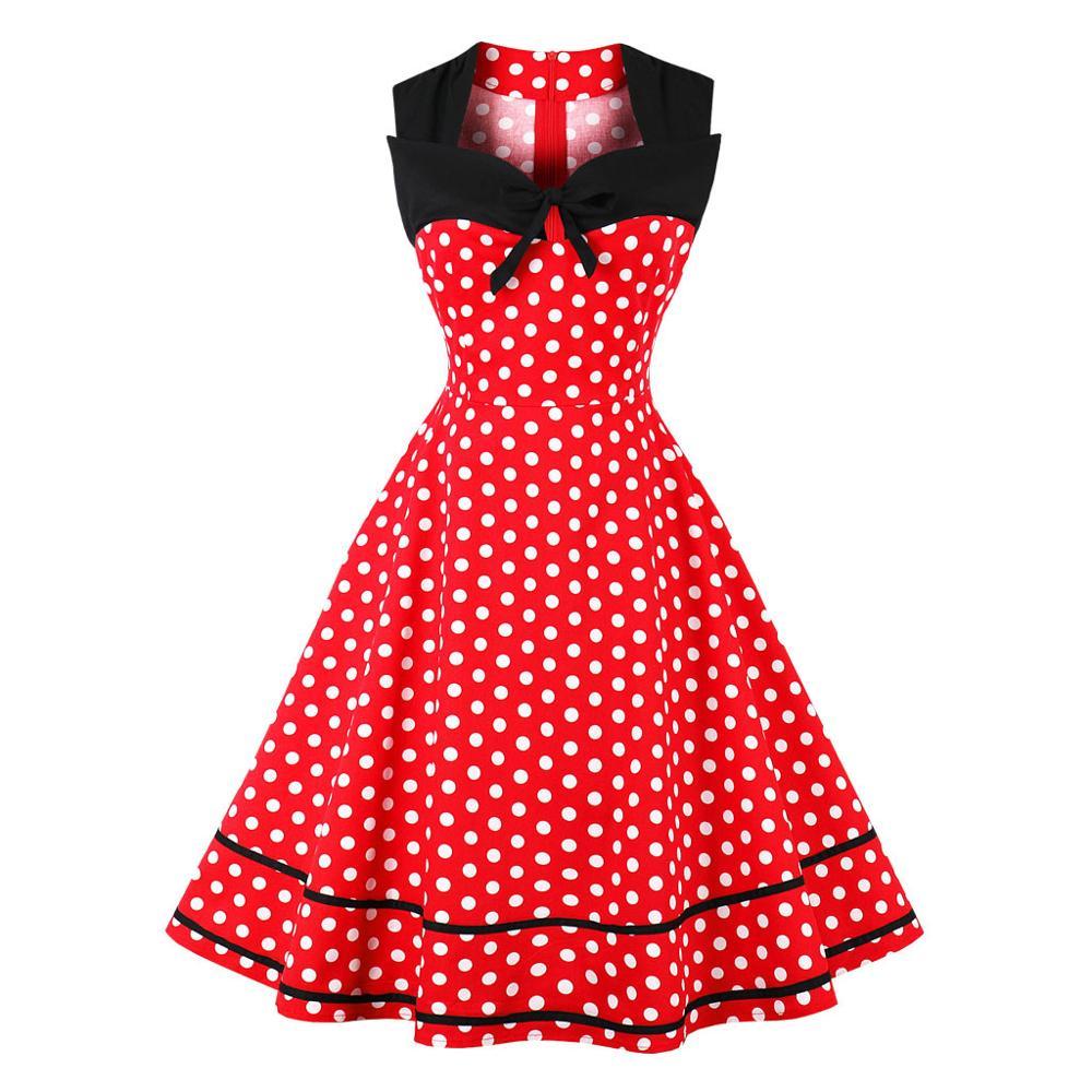 Röd Vintage Plus Size Retro Klänning