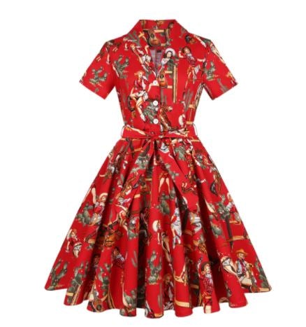 Vintage Plus Size Rockabilly Bar Klänning