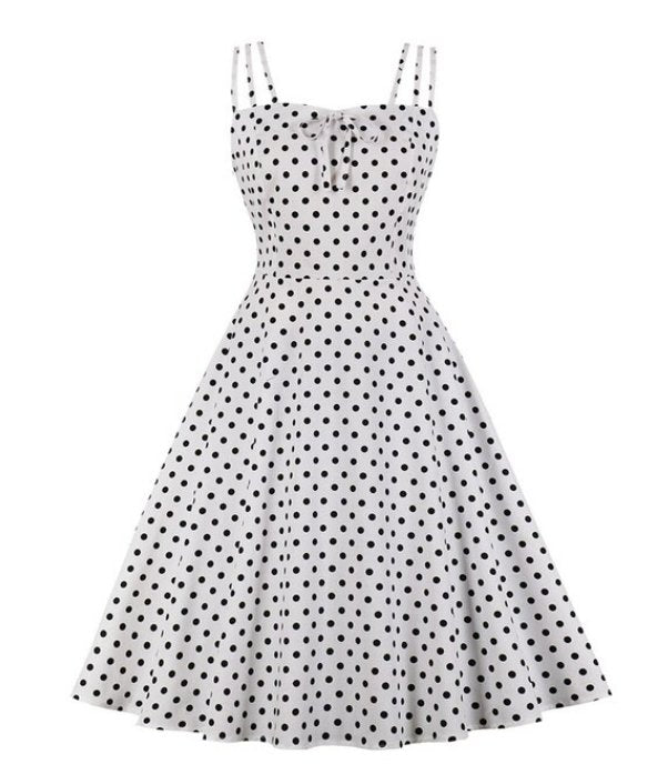 Vintage Plus Size Vit Rockabilly Klänning