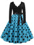 Vintage Plus Size Rockabilly Klänning Blå Polka Dots