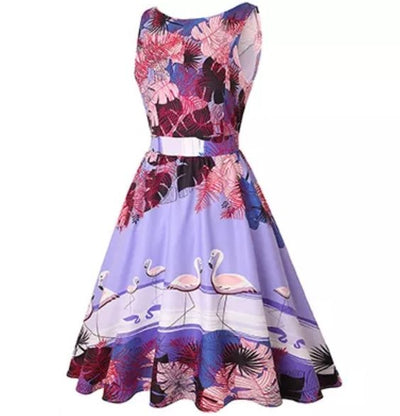 Vintage Plus Size Pink Birds Klänning