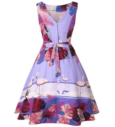 Vintage Plus Size Pink Birds Klänning