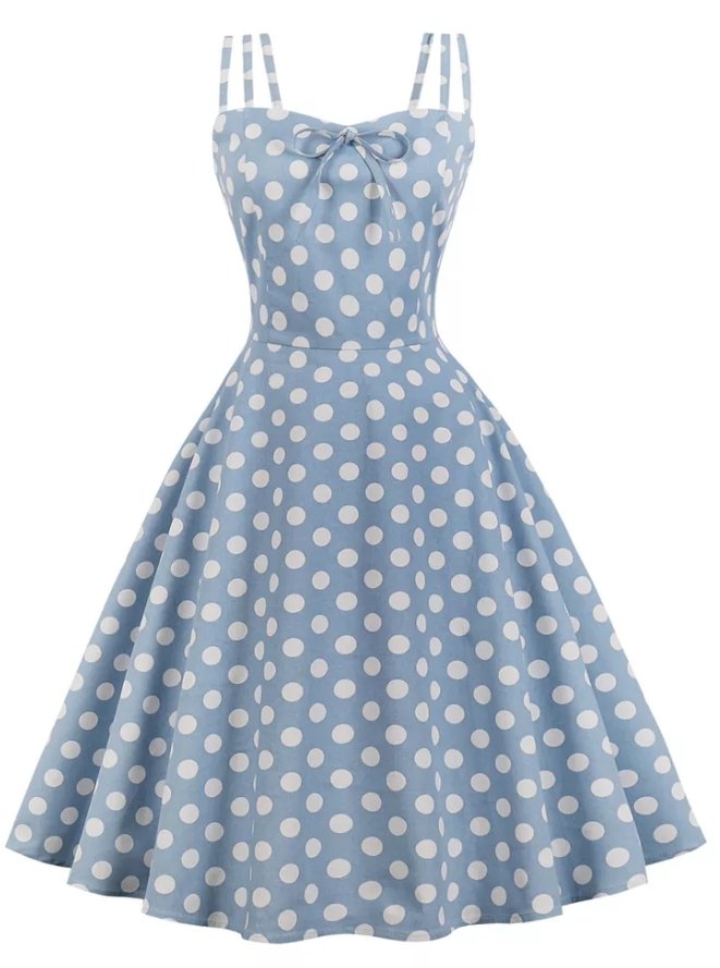 Vintage Plus Size Sexig Blå Klänning