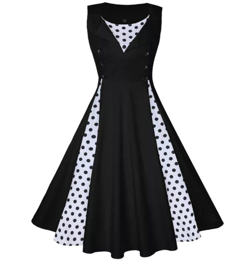 Vintage Plus Size Svart Aftonklänning