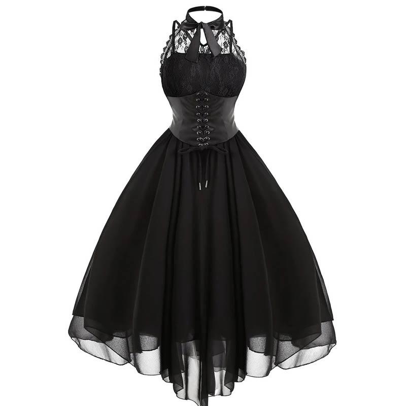 Vintage Plus Size Steampunk Klänning Svart
