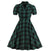 Vintage Plus Size Grön Rutig Klänning