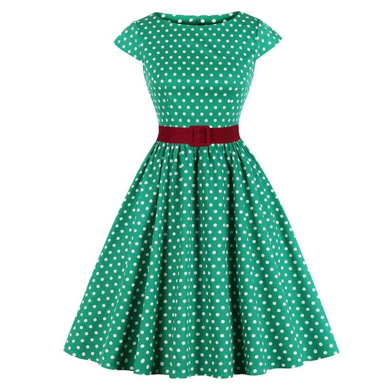 Vintage Plus Size Grönt Bältesklänning