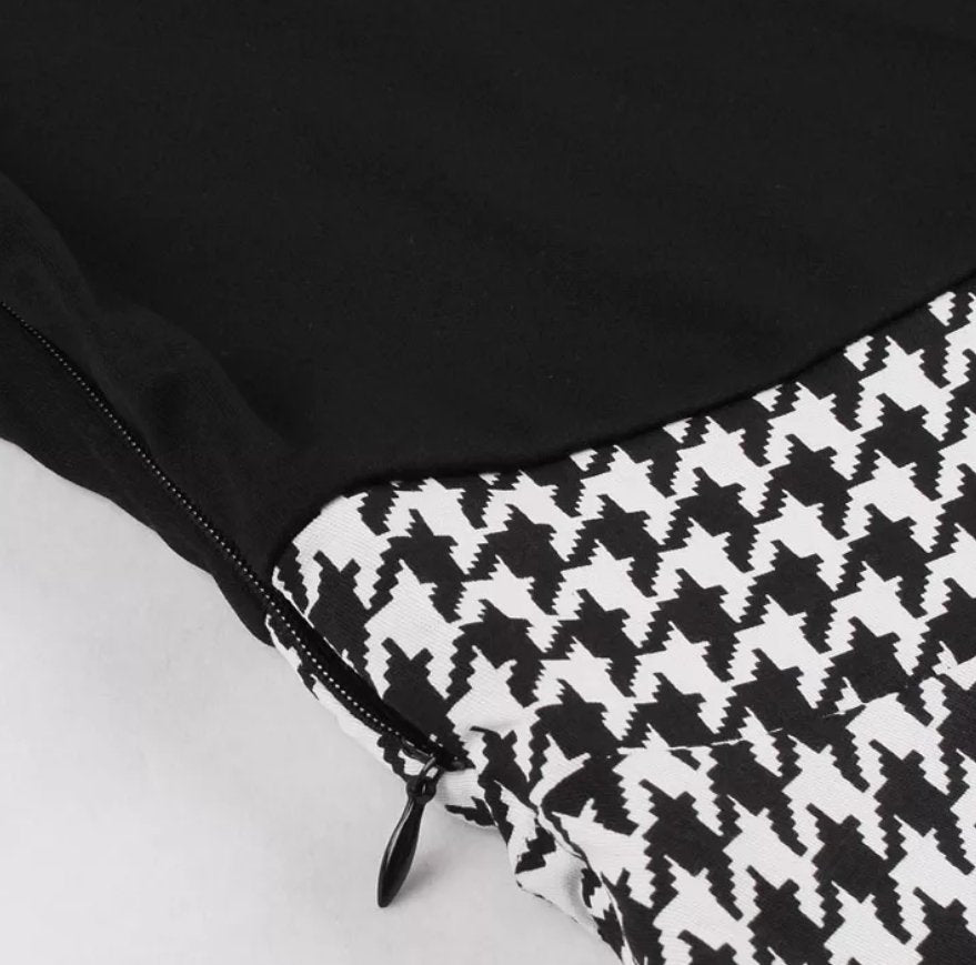 Vintage Grå Rutig Klänning