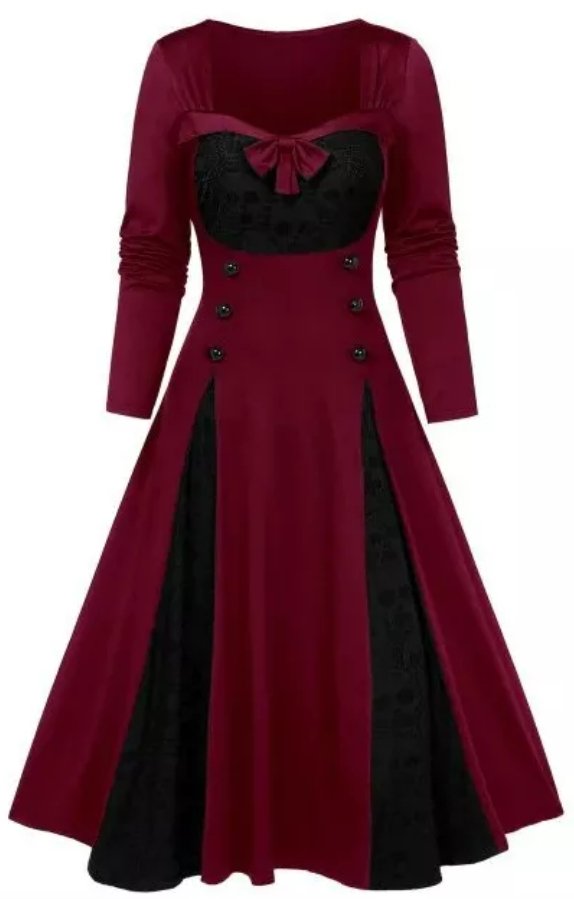 Vintage Vinterklänning Plus Size Svart