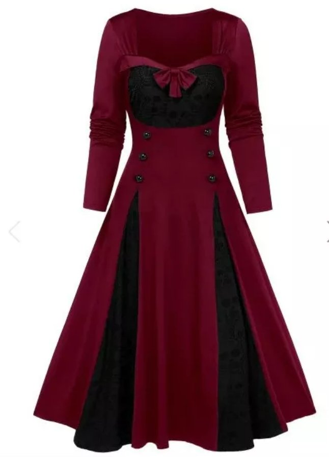 Vintage Vinterklänning Plus Size Röd