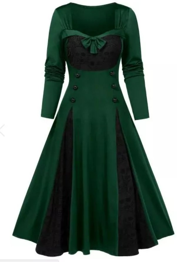 Vintage Vinterklänning Plus Size Grön