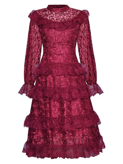 Vintage Burgundy Gästklänning För Bröllop