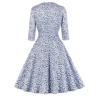 Vintage Blå Leopardklänning