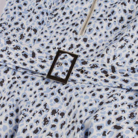 Vintage Blå Leopardklänning