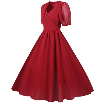 Vintage Långklänning 50-Tals Burgundy