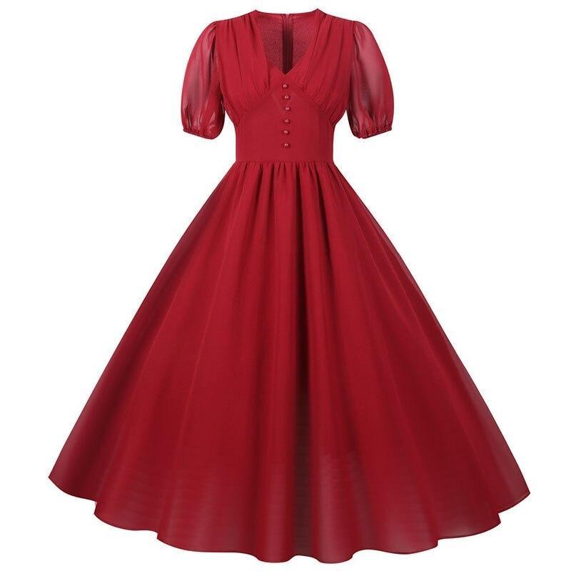 Vintage Långklänning 50-Tals Burgundy