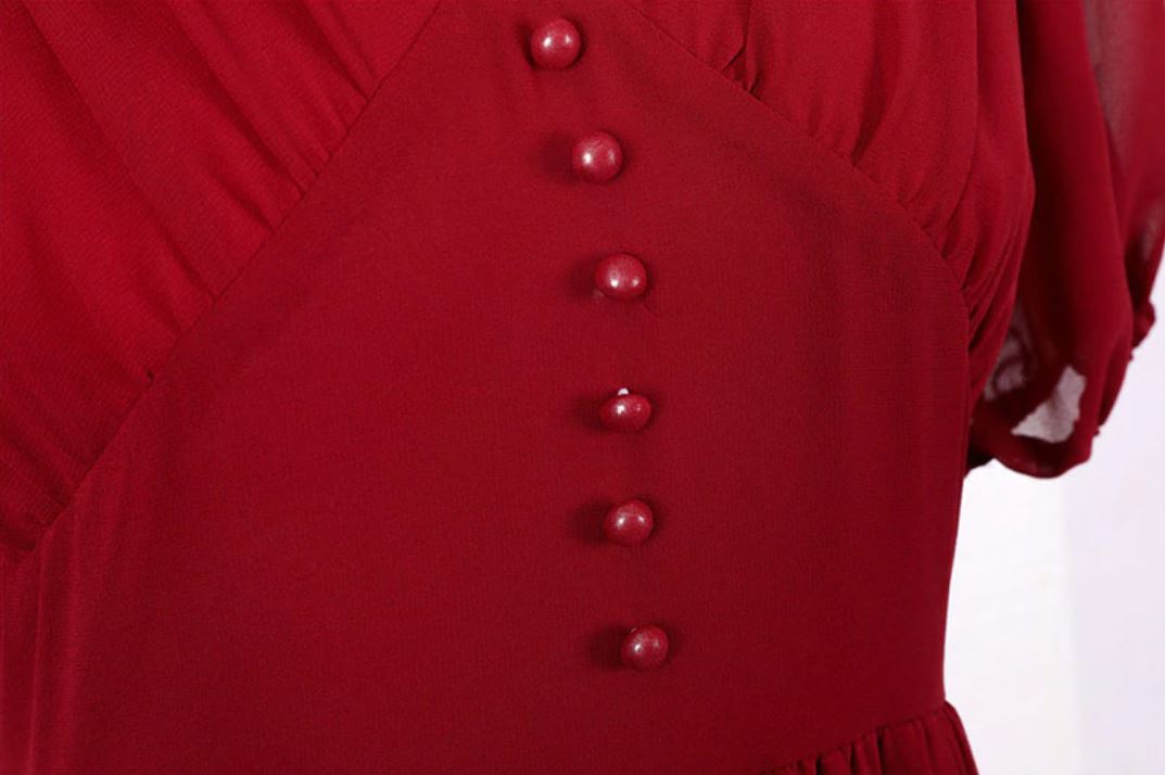 Vintage Långklänning 50-Tals Burgundy