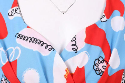 Vintage Christmas Plus Size Blå Klänning