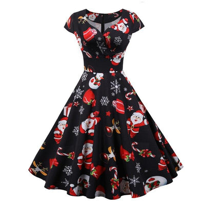 Plus Size Vintage Julklänning Svart