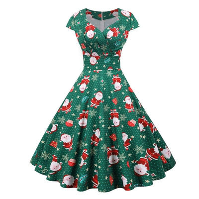 Grön Plus Size Vintage Julklänning
