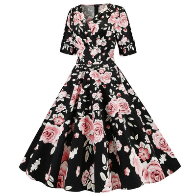 Vintage Black Roses Klänning