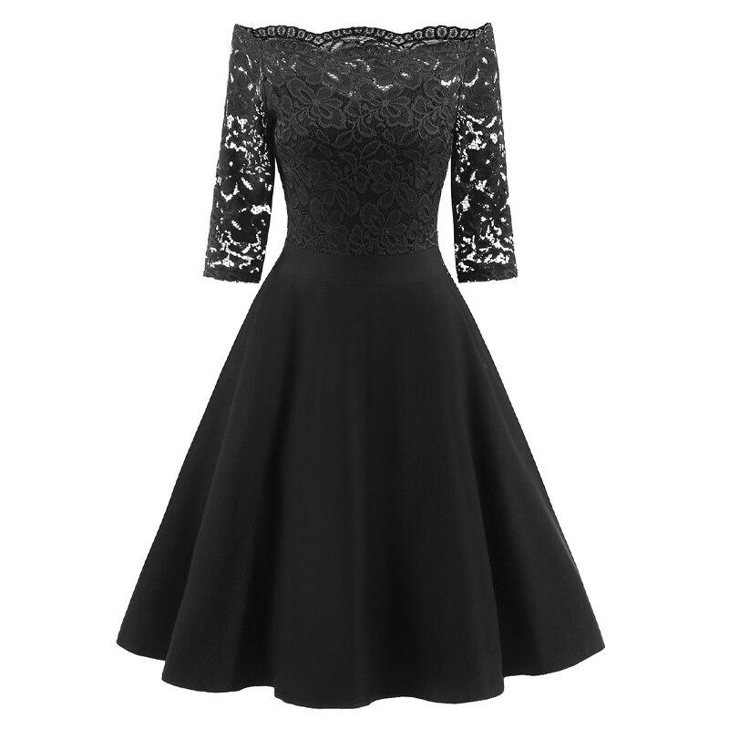 Vintage Black Boat Neck Dress