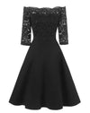 Vintage Black Boat Neck Dress