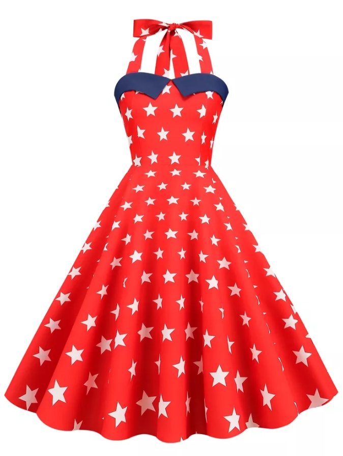 Vintage Pin Up Heart Usa Klänning