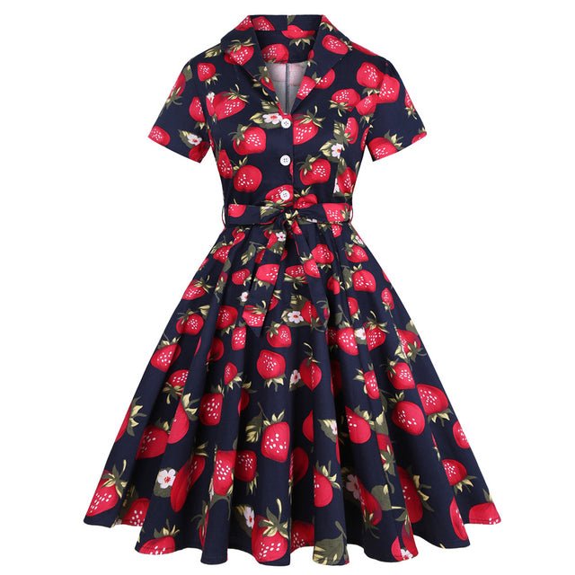 Vintage Strawberry Pin Up Klänning