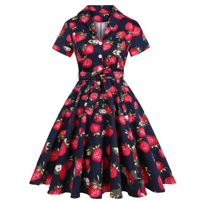 Vintage Strawberry Pin Up Klänning