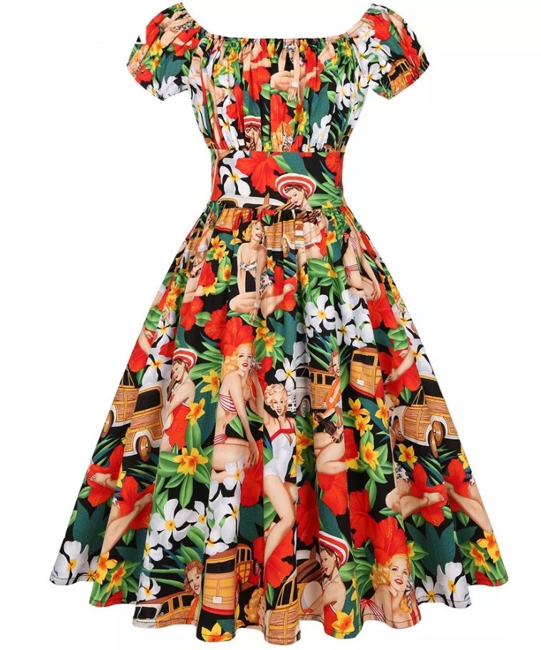 Vit Plus Size Vintage Pin Up Klänning