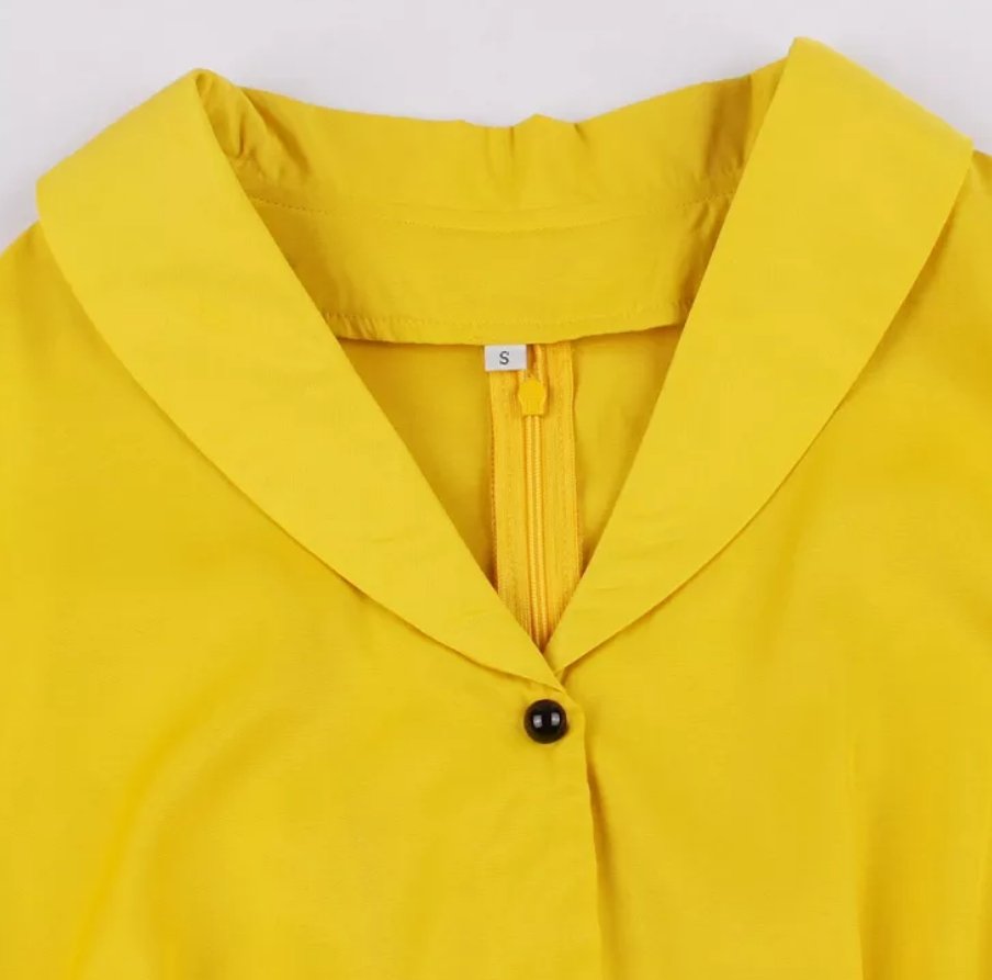 Vintage Pin Up Gul Klänning