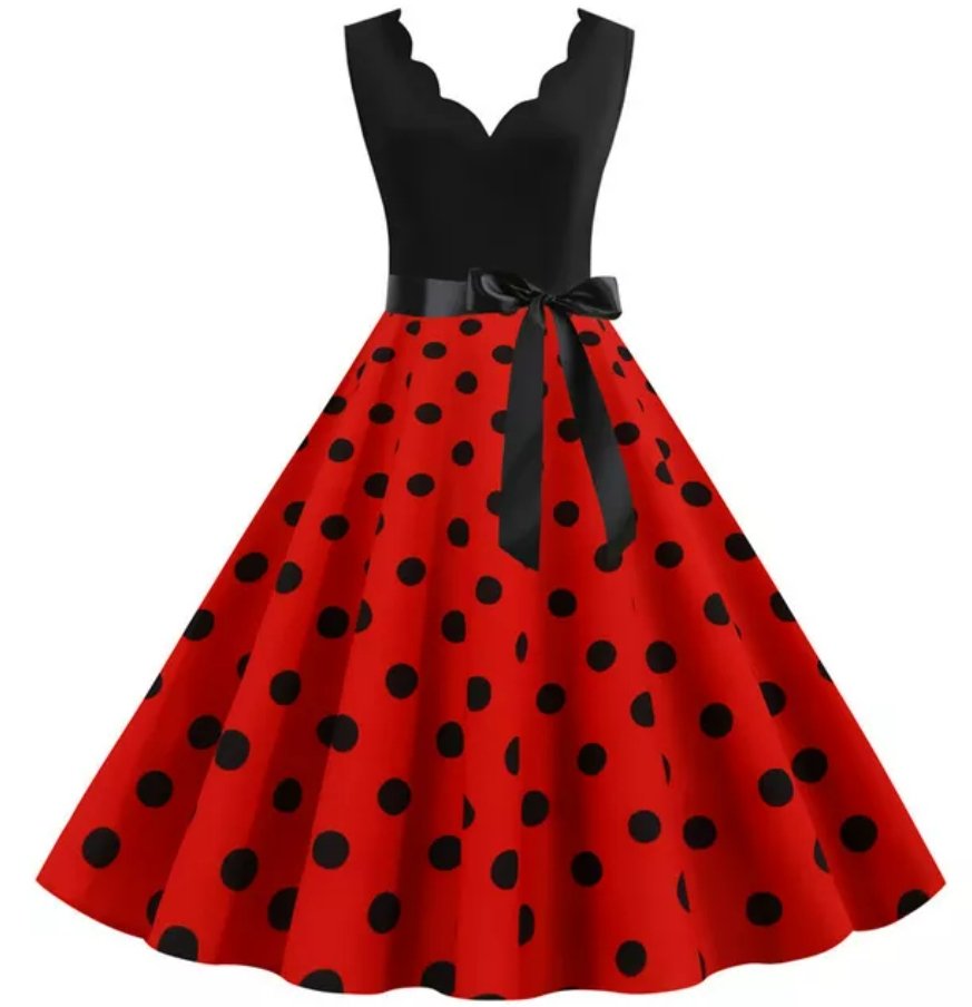 Vintage Pin Up Dress Black Polka Dots