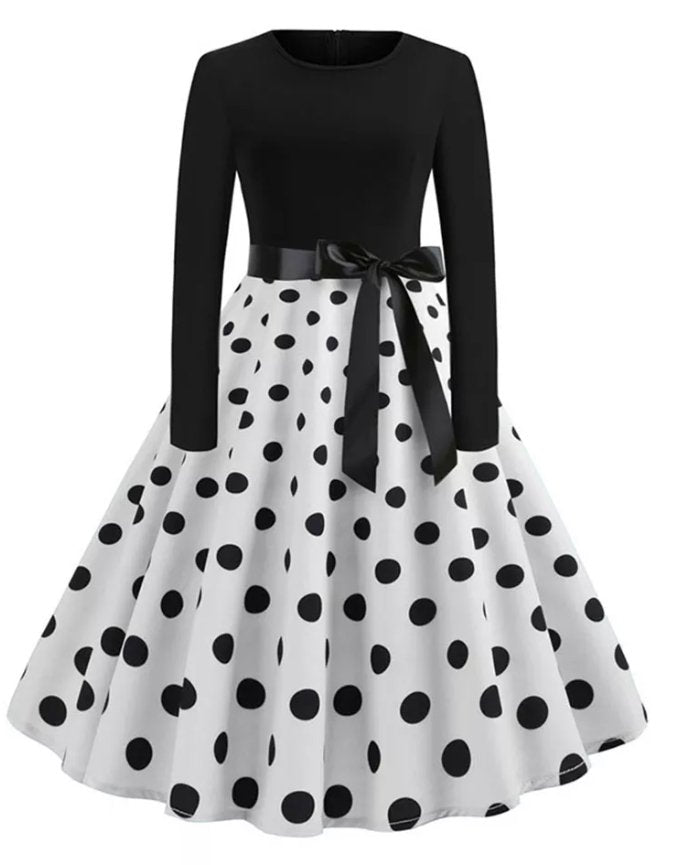Vintage Pin Up Dress Black Polka Dots