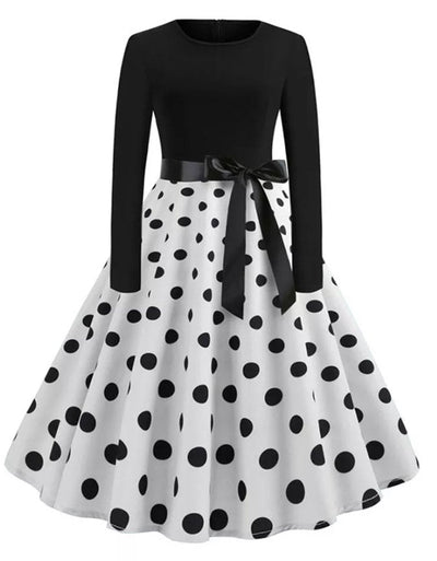 Vintage Pin Up Dress Black Polka Dots