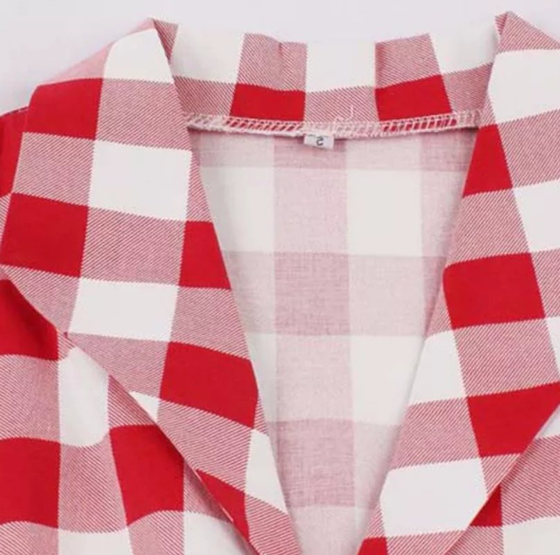 Vintage Pin Up Röd Rutig Klänning