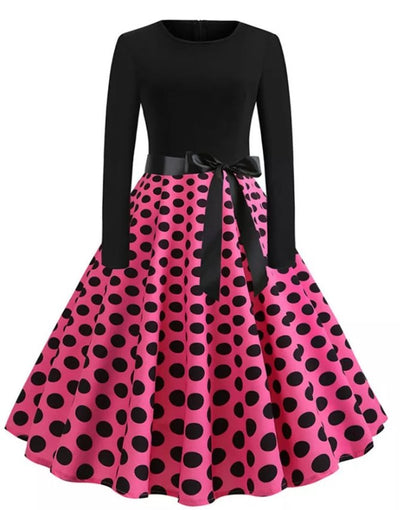 Vintage Pin Up Klänning Rosa Prickar